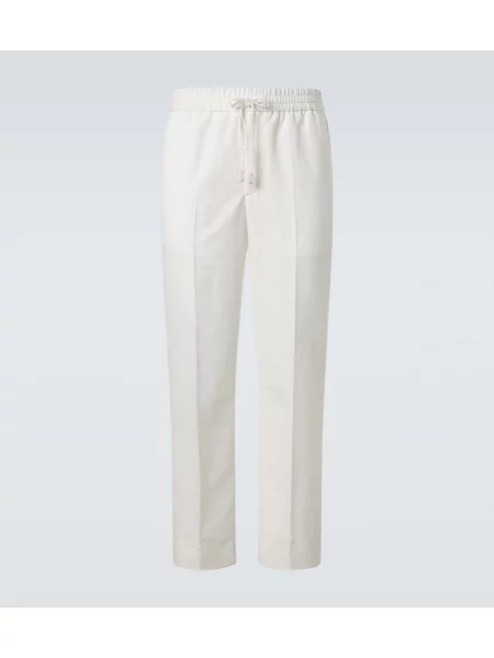 Lněné kalhoty Brioni bílé