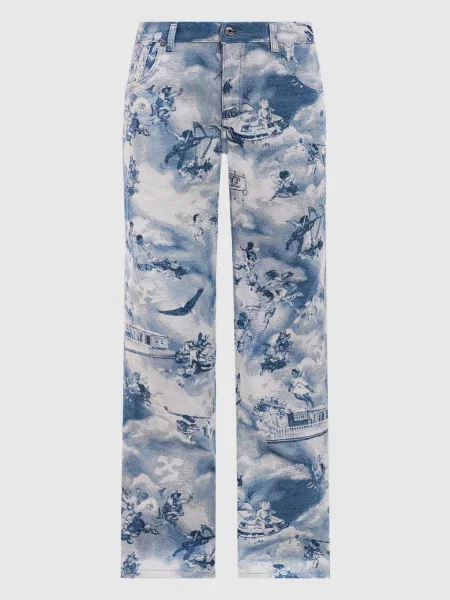 Джинси у візерунок Tapestry fresco з патчем логотипа Off-white блакитні