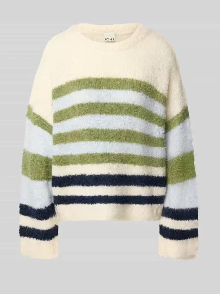 Sweter z dzianiny z okrągłym dekoltem model BOSELE' Ichi biały