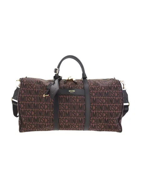 Torba Moschino skórzana z logo brązowa