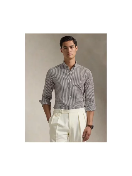 Koszula Polo Ralph Lauren w paski z paskiem brązowa