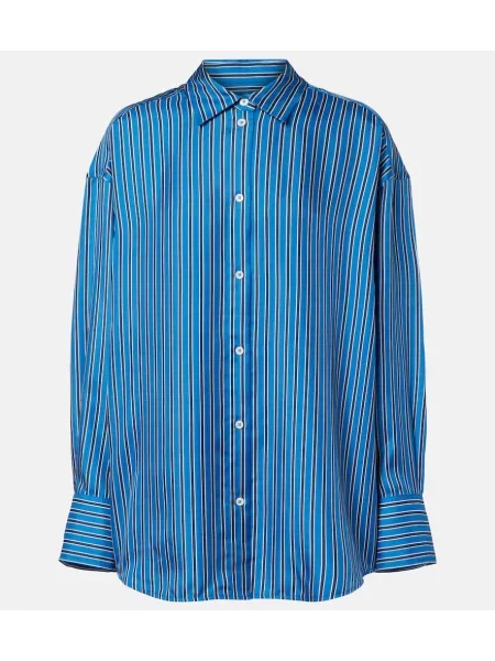 Cămașă Toteme de mătase cu dungi albastru