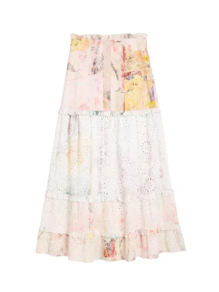 Desigual Fustă ecru / deschis / roz pudră galben
