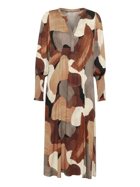 CULTURE Šaty CUDana / hnědá / světle hnědá / šedá béžová