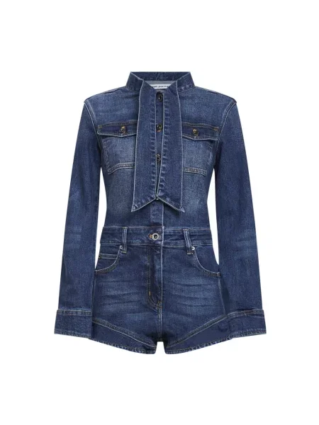 Dżinsowy kombinezon Self-portrait niebieski