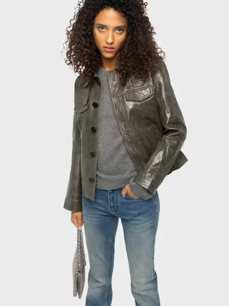 Шкіряна куртка Zadig&voltaire сіра
