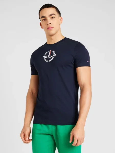 TOMMY HILFIGER Tricou bleumarin / roșu / negru alb