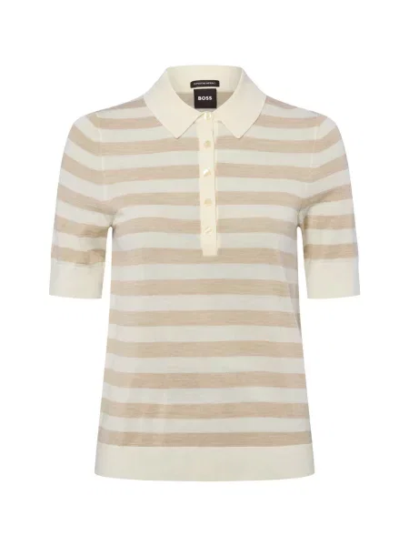 BOSS koszula z wełny dziewiczej Fidenka Kobiety wełna ze strzyży beżowy|brązowy w S beżowa