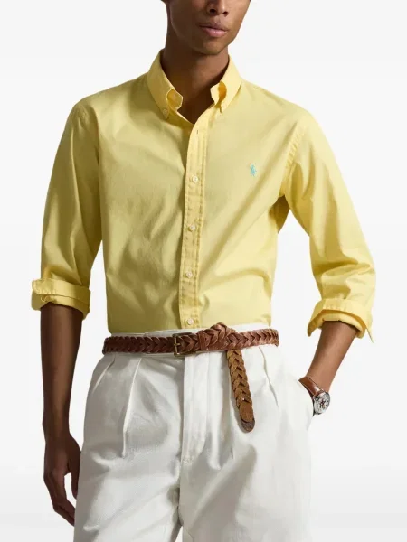 Prugasta lanena šilterica Polo Ralph Lauren bijela