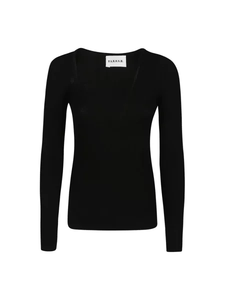 Sweter Parosh wełniany z długim rękawem czarny