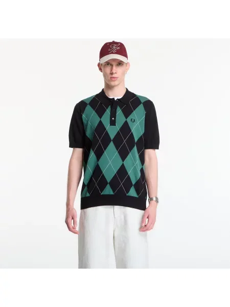 Cămașă Fred Perry tricotate cu model argyle negru
