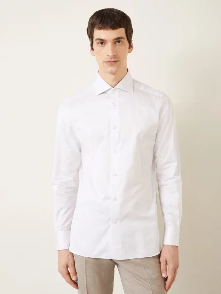 Zegna Koszula Regular Fit lila biała