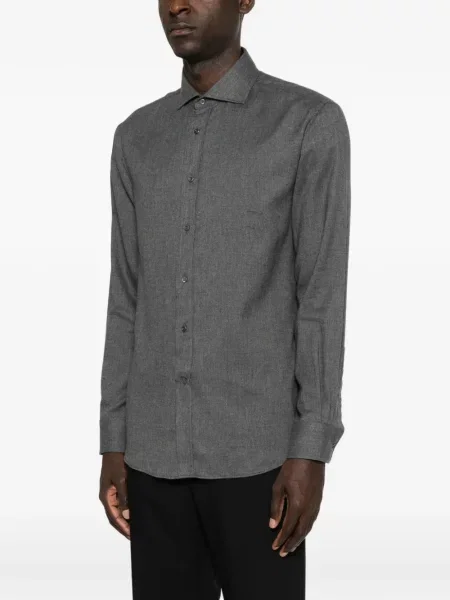 Lung cămașă Brunello Cucinelli cu model herringbone gri