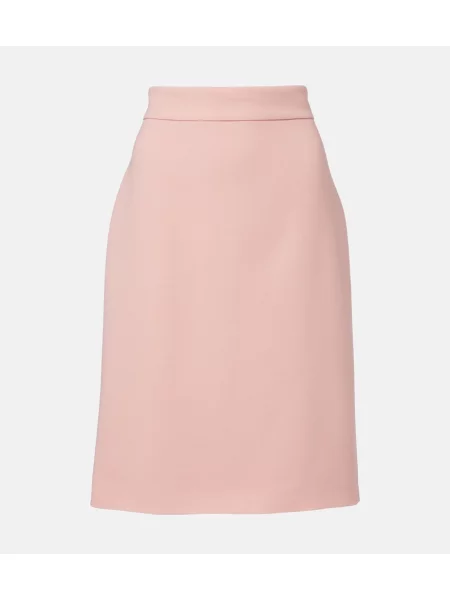 Fustă midi Valentino de lână până la genunchi roz