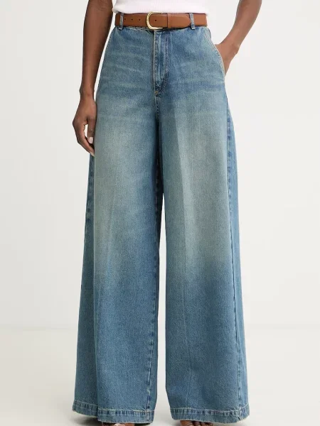 BOSS jeansy wide leg CENTRAL niebieskie