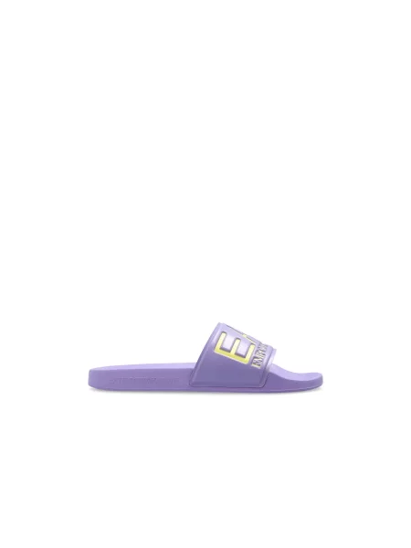 Klapki Ea7 Emporio Armani z logo fioletowe