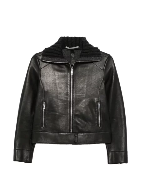 Galléros bőrdzseki The Jackie Leathers fekete