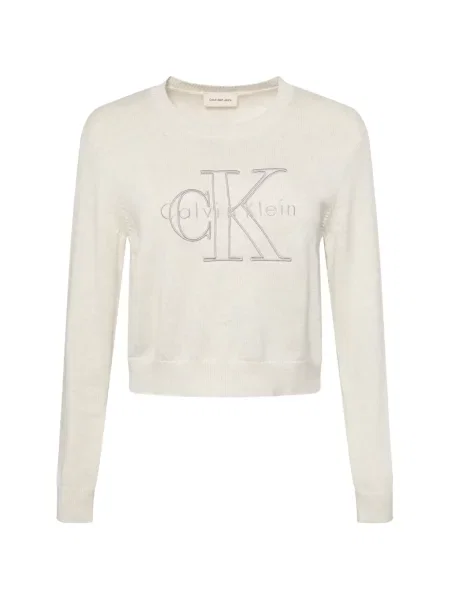 Pulover Calvin Klein cu broderie alb
