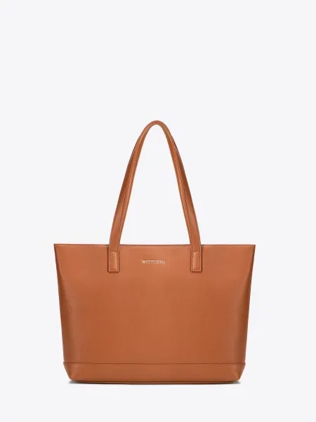 Torba na laptopa z imitacji skóry brązowa