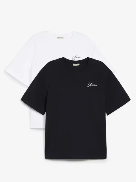 T-shirt z grubej bawełny organicznej 2 szt. czarna