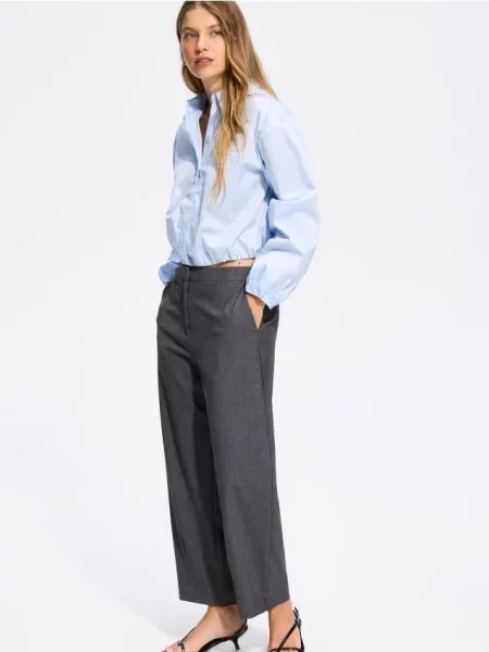 Reserved Pantaloni barrel leg deschis gri