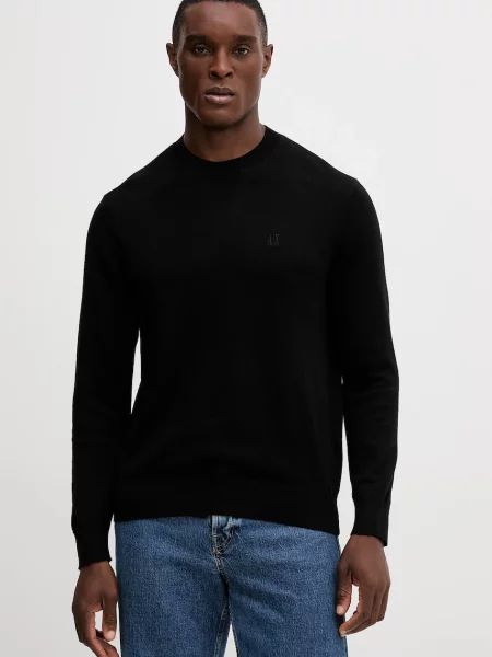 Светр з домішкою шовку Armani Exchange легкий синій