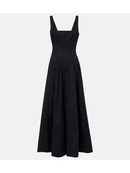 Rochie midi Staud plisată până la genunchi de costum negru