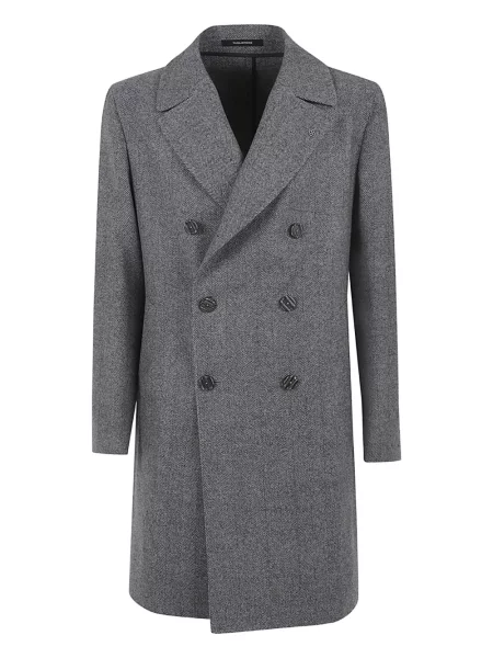 Palton Tagliatore cu model herringbone gri