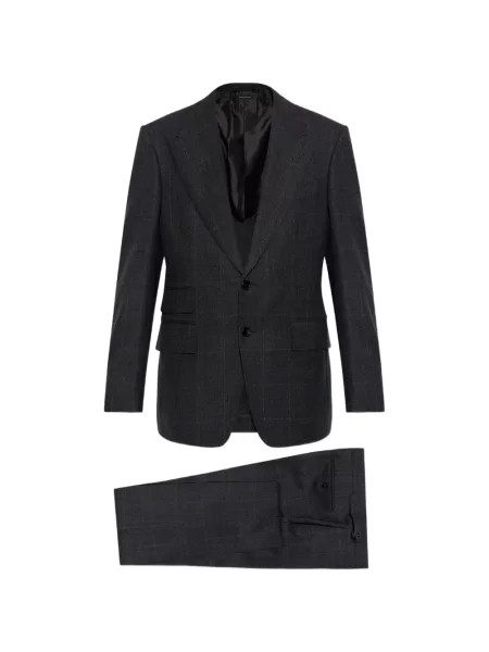 Costum Tom Ford de lână în carouri gri