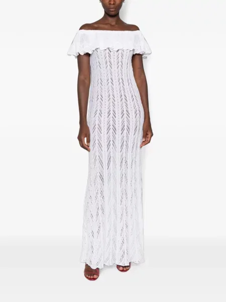Rochie maxi Antonino Valenti cu volane alb