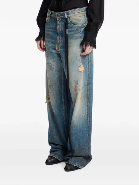Blugi Ann Demeulemeester zdrențuiți albastru