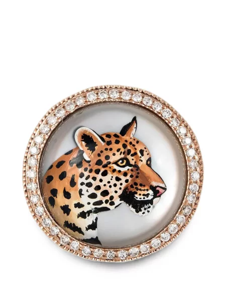 Inel Jacquie Aiche cu perle cu model leopard