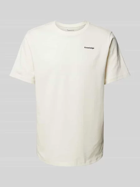 T-shirt o kroju Regular Fit z nadrukiem z logo Knowledgecotton Apparel biała
