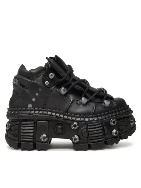 Кожени маратонки New Rock Crust Negro + Tank Casco Negro черно