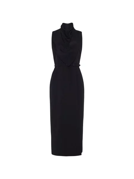 Rochie midi Adam Lippes de mătase drapată negru