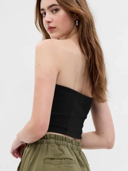Cropped póló Gap fekete