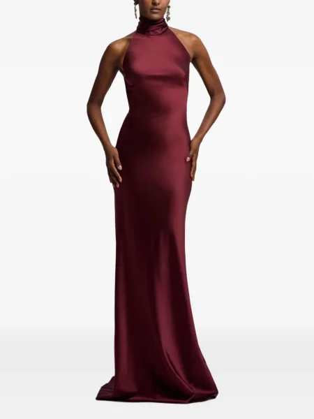 Макси рокля Ralph Lauren Collection с халтер деколте червено