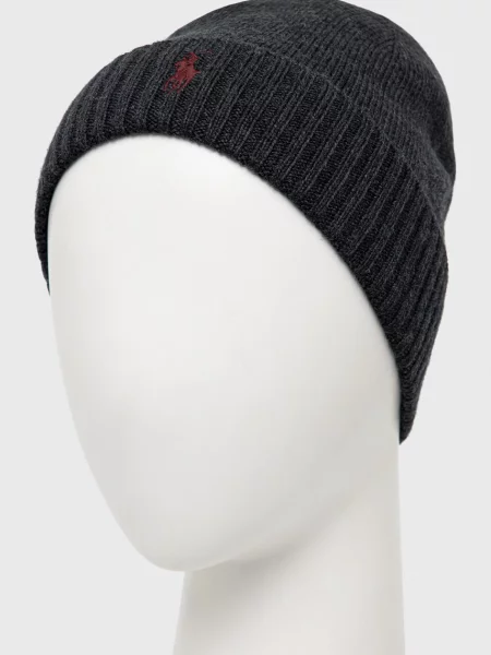 Czapka Ralph Lauren wełniana szara