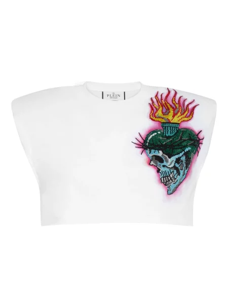 Krótki top Philipp Plein na ramiączkach biały