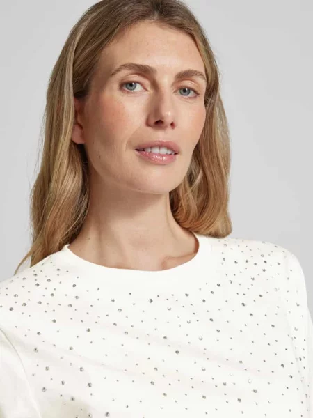 T-shirt z obszyciem ozdobnymi kamieniami model Trollo' B.young biała