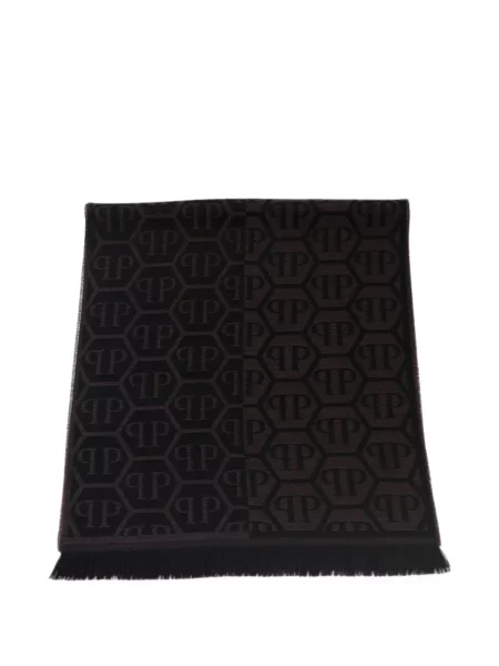 Fular Philipp Plein cu franjuri negru