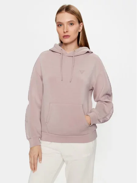 Guess mikina s kapucňou dámska s viskózou BRENDA fialová
