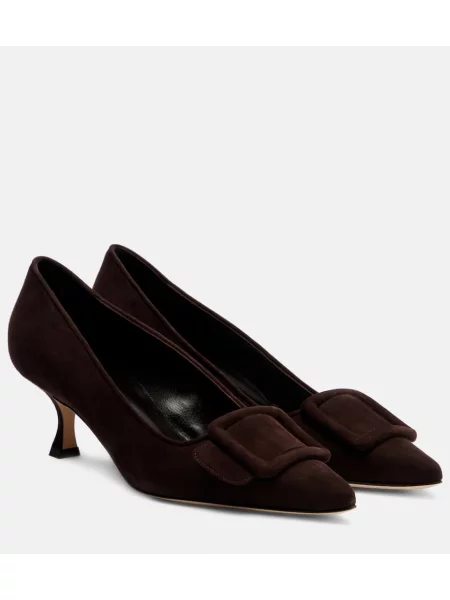 Pantofi cu toc Manolo Blahnik din piele de căprioară maro