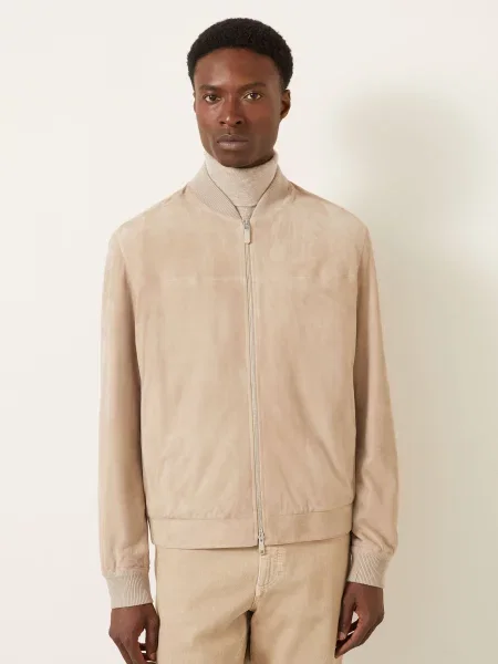 Zegna Kožená Bunda béžová