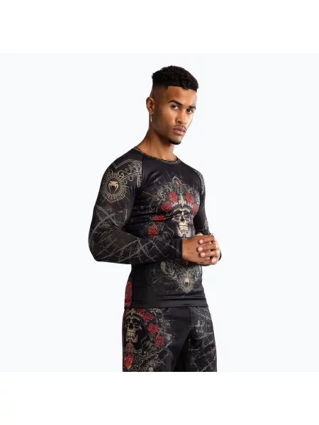 Tričko longsleeve rashguard Venum Santa Muerte Men’S Long Sleeve Rashguard deep black/gold černé