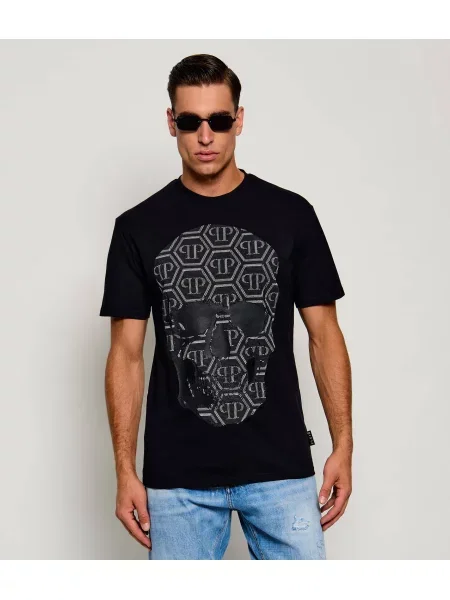 Philipp Plein Tricou Skull Monogram negru