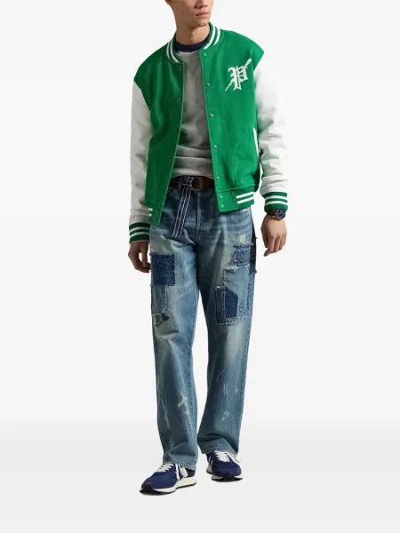 Tricou Polo Ralph Lauren din piele cu broderie în carouri maro