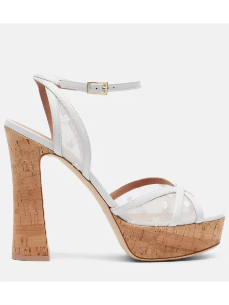 Sandale Malone Souliers din piele cu platformă alb