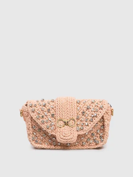 В'язана сумка з кристалами Twinset помаранчева