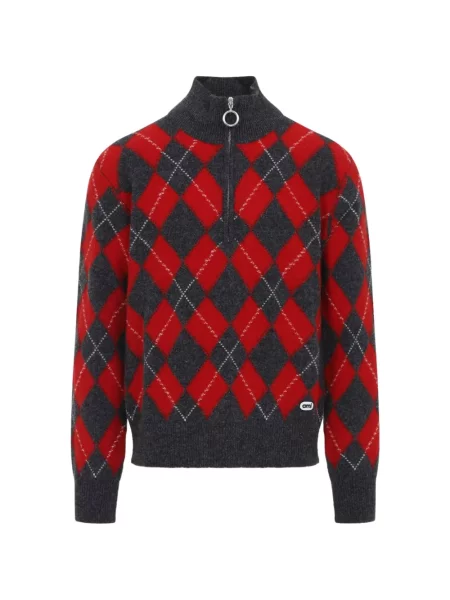 Pulover Ami Paris cu model argyle gri